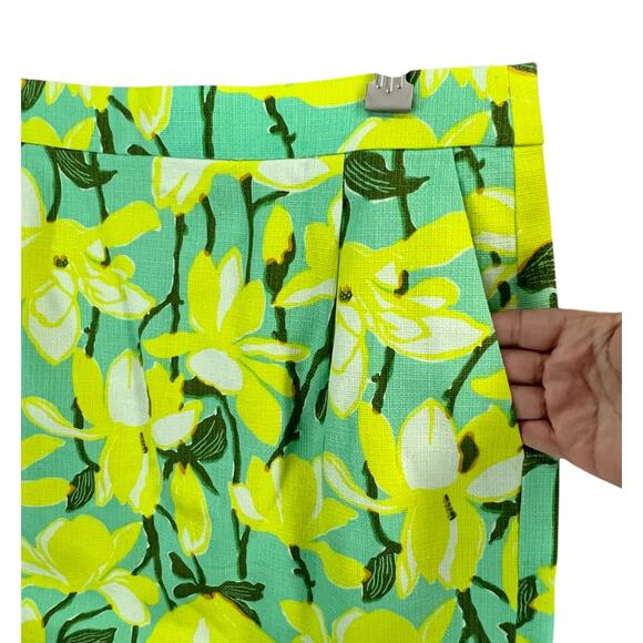 J Crew Mini Skirt Womens 8 Green Yellow Daffodil Basketweave Textured Pockets - Picture 3 of 13